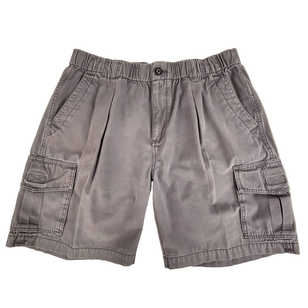 Tommy Bahama Relax Cargo Shorts Men's L Gray Stretch Waist, Cotton Comfort EUC